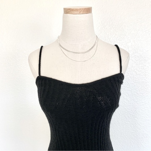 Cider Black Knit Solid Cami Split Midi Sweater Dress & Crop Top 2-Piece Set - Picture 6 of 10